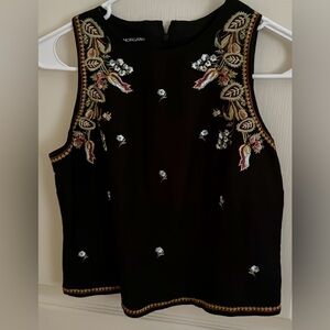 Donna Morgan Vintage Embroidered Sleeveless Top, size 4P, EUC